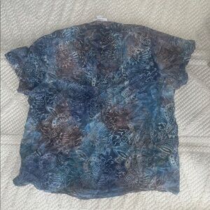 Dress Barn Blue and Brown Patterned Blouse